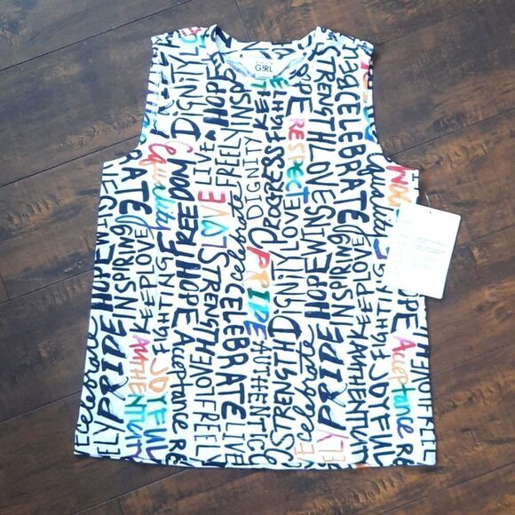 Athleta Girl Pride Size Small (7) Organic Cotton Multi Explore Tank - Picture 4 of 8